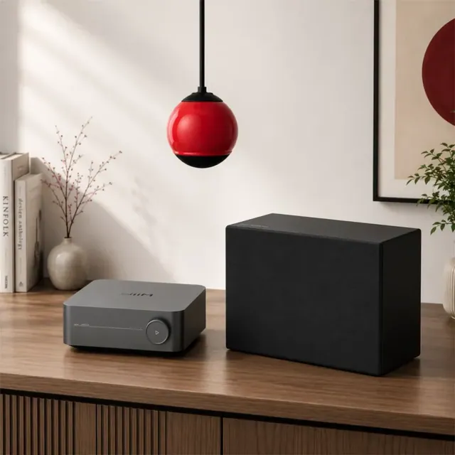 WiiM Amplifier + Gallo Acoustics Droplet Micro + Gallo Acoustics Profile Subwoofer