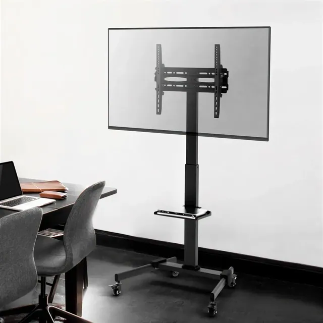 Compact Height-Adjustable Steel TV Cart (32”– 55”)
