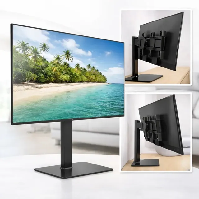 Universal Swivel Tabletop TV Stand with Glass Base (37”– 70”)