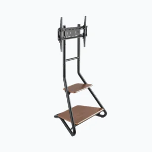 Bauhaus Style Corner TV Stand with 2-Tier Wood Shelves